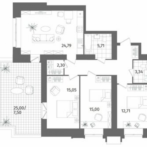 3-комн квартира Лиственная улица,  д. 20 к2 с1