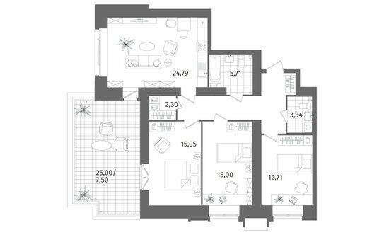 Продажа 3-комн квартиры на вторичном рынке Лиственная улица,  д. 20 к2 с1