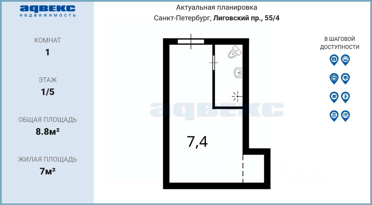 Продажа студии Лиговский проспект, 55/4