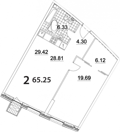 Планировка ЖК Нахимов, 19.7 м2