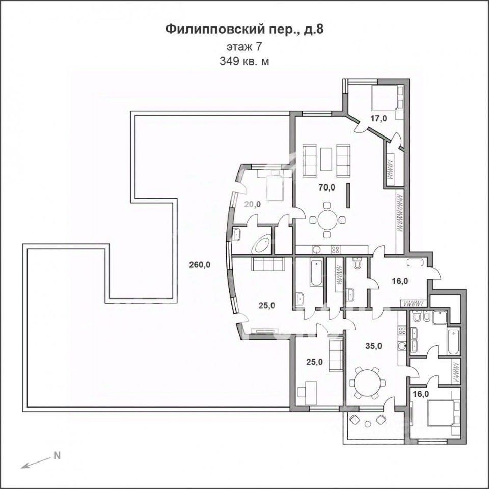 Продажа 6-комн квартиры на вторичном рынке Филипповский переулок, 8С1