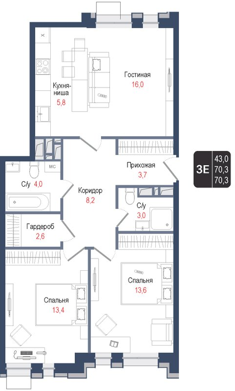 Продажа 2-комн квартиры в новостройке Королёв г.,  к. 1