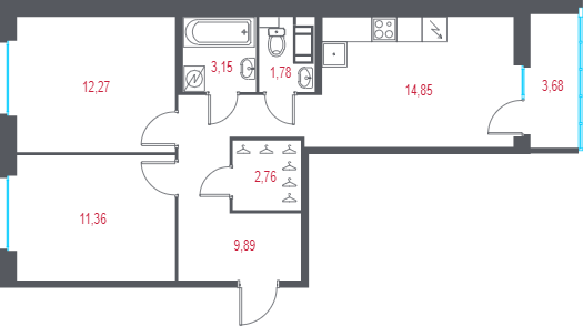 Продажа 2-комн квартиры в новостройке Пушкин г., 1-я линия, территория Лесное,  к. 2.2