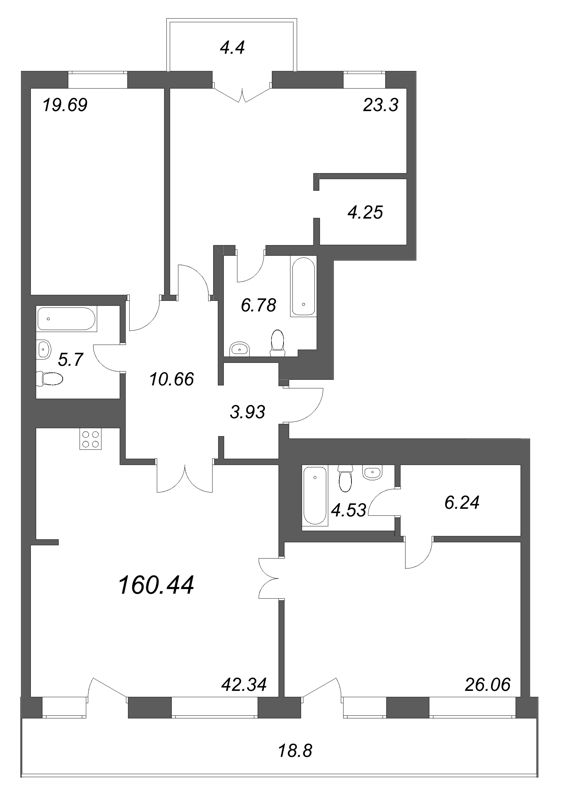 Продажа 3-комн квартиры в новостройке Санкт-Петербург г., Фонтанки реки наб.,  к. 1