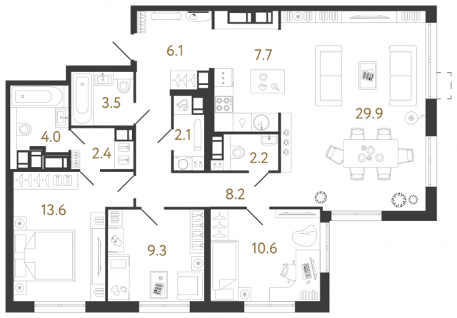 Планировка ЖК Струны, 33.5 м2