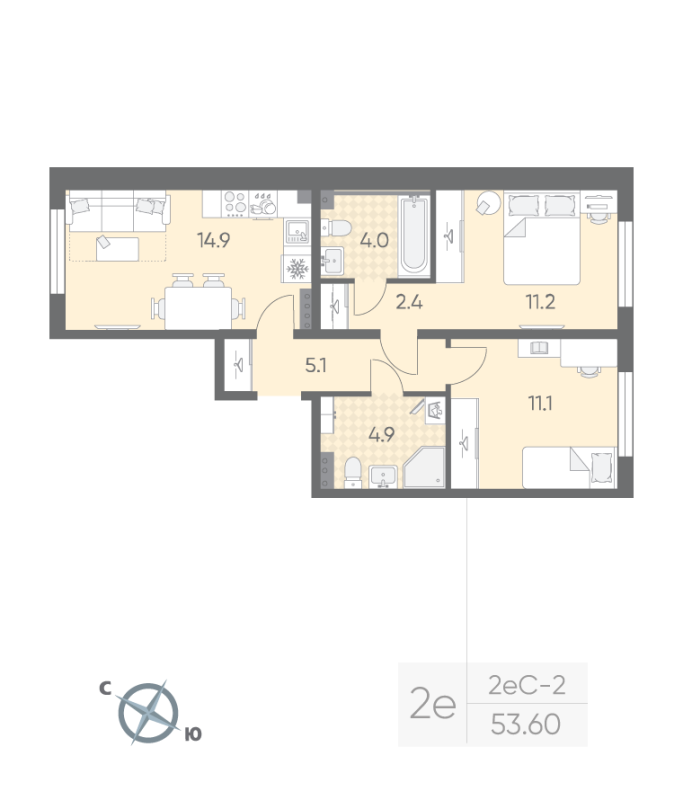 Продажа 2-комн квартиры в новостройке Шушары п., Пулковское ш.,  к. 2