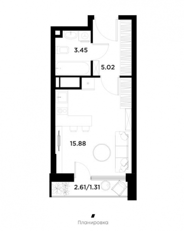 Планировка ЖК ALIA, 15.88 м2