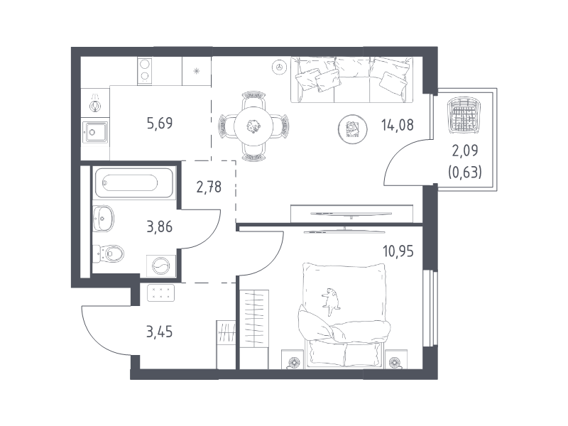 Продажа 1-комн квартиры в новостройке Коробово д., 10 км до МКАД,  к. 8.1