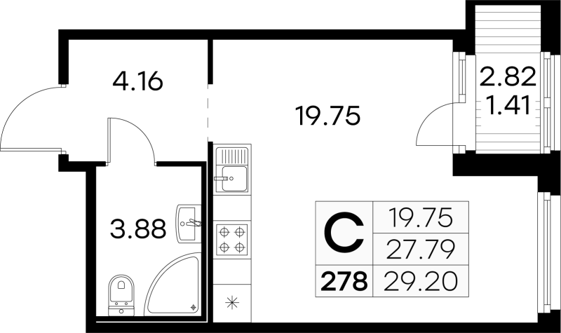 Продажа студии Парголово п., Михайловская дор.,  к. 4