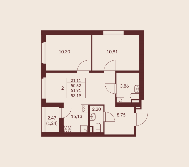Продажа 2-комн квартиры в новостройке Мурино п., Шоссе в Лаврики ул.,  к. 1