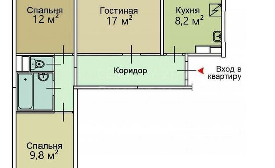 Продажа 3-комн квартиры на вторичном рынке ул Уральская,  д. 23,  к. 1
