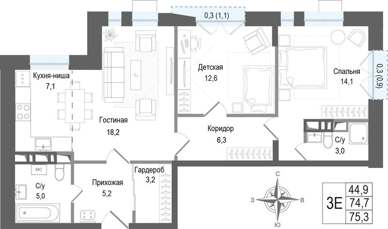 Продажа 2-комн квартиры в новостройке Королёв г.,  к. 1