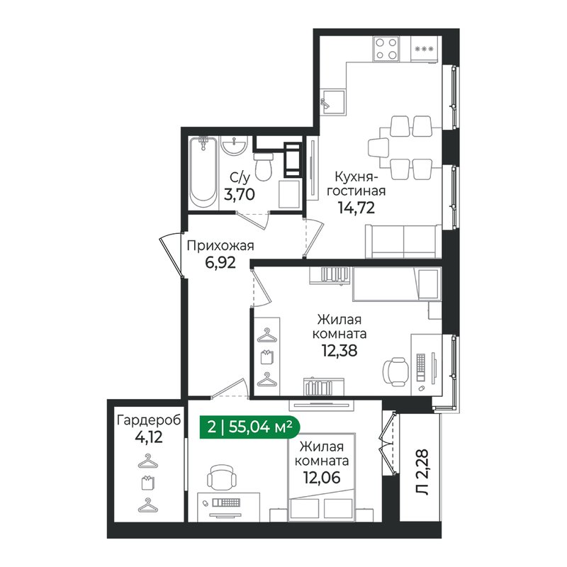 Продажа 2-комн квартиры в новостройке Сертолово г., Дмитрия Кожемякина ул.,  к. 4