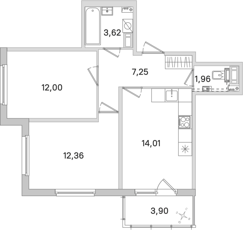 Продажа 2-комн квартиры в новостройке Стрельна п., Будённого пр-кт,  к. 5.5