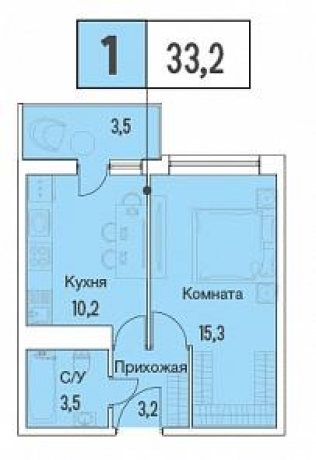 Планировка ЖК Аквилон Park, 15.3 м2