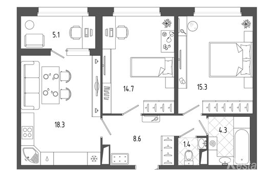 Продажа 2-комн квартиры на вторичном рынке Торжковская улица,  д. 5