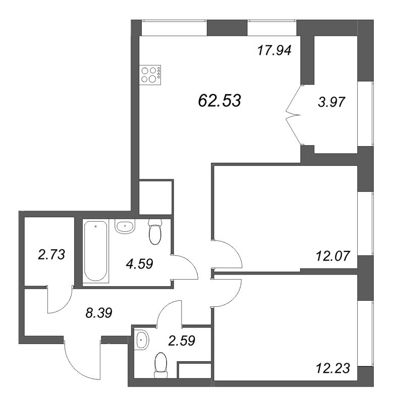 Продажа 2-комн квартиры в новостройке Санкт-Петербург г., Русановская ул.,  к. 1