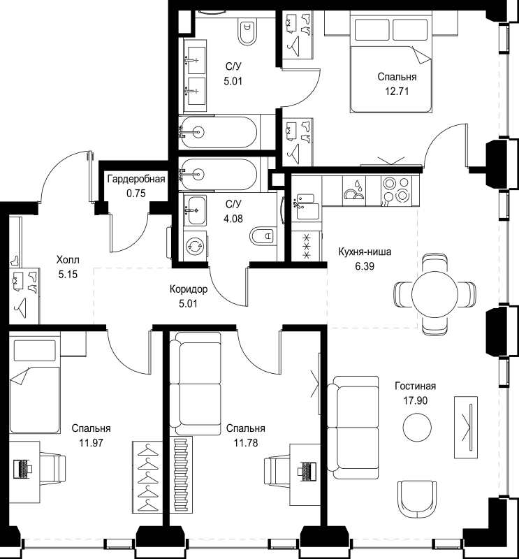 Продажа 3-комн квартиры в новостройке Москва г., Верейская ул.,  к. SET.2.Б