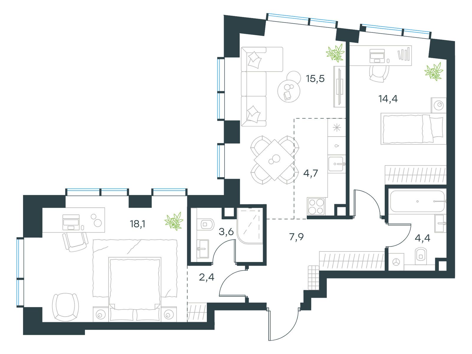 Продажа 3-комн квартиры в новостройке ул. Дубининская, вл. 69, корп. 15