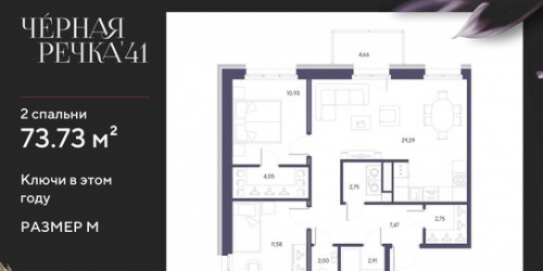 2-комн квартира наб Чёрной речки,  д. 41