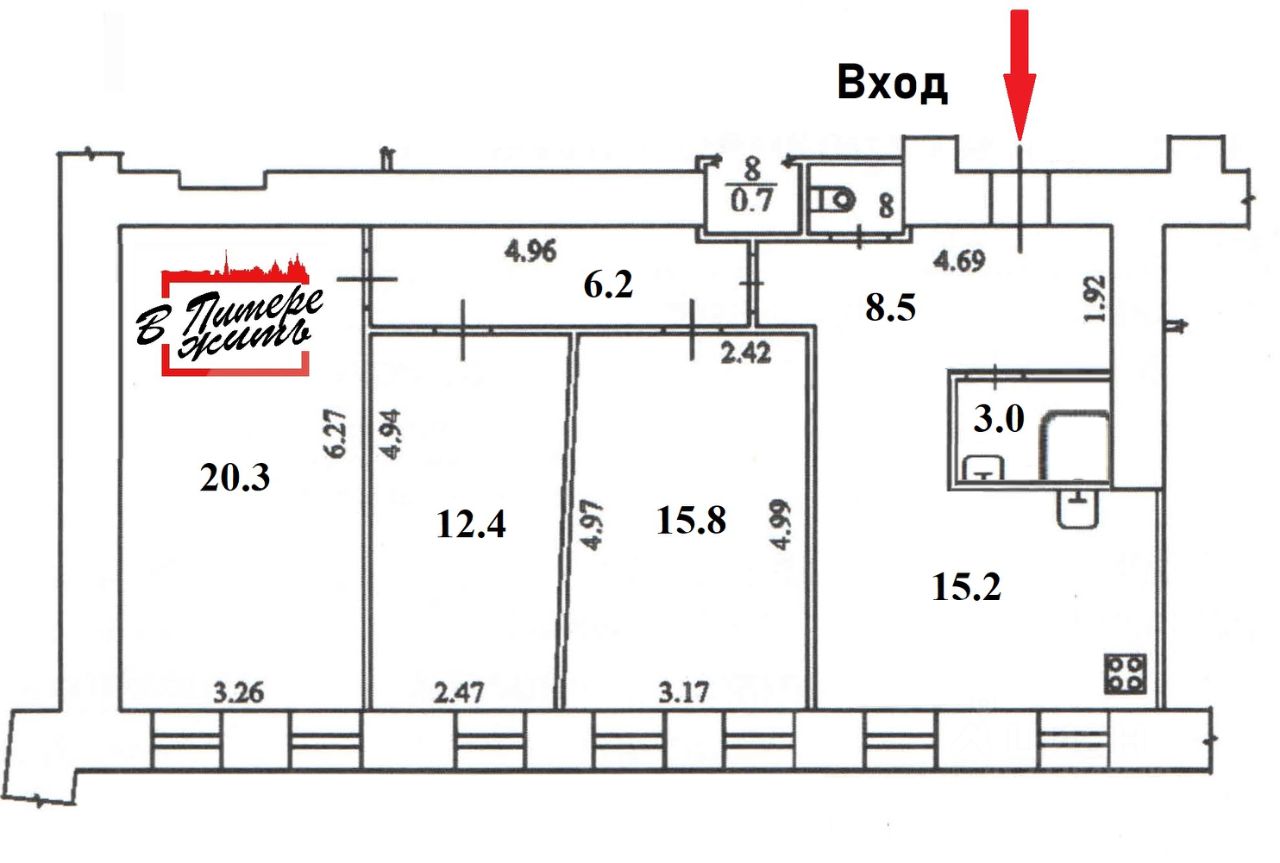 Продажа 3-комн квартиры на вторичном рынке Большая Пушкарская улица, 19