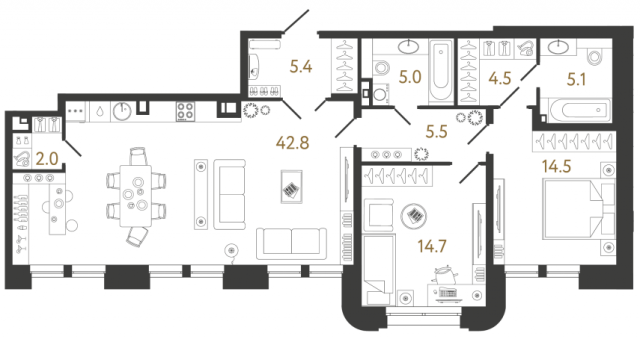 Планировка ЖК Коллекционер, 29.2 м2