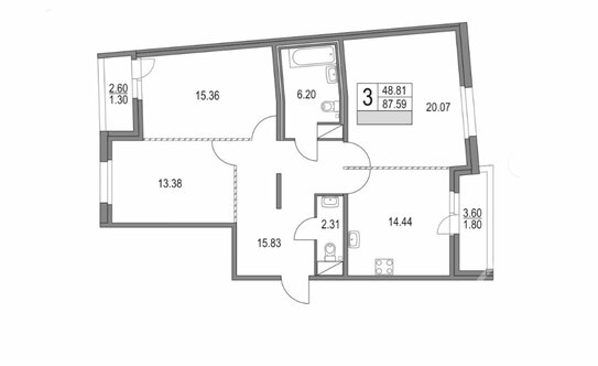 Продажа 3-комн квартиры на вторичном рынке Коломяжский пр-кт,  д. 13 к3