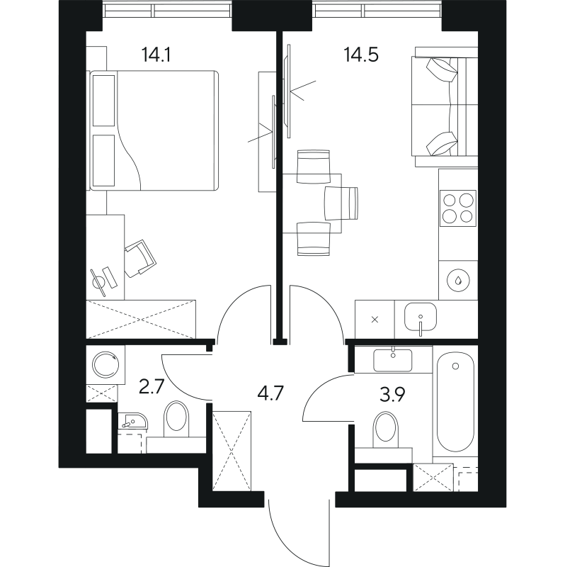 Продажа 1-комн квартиры в новостройке Москва г., Ярцевская ул.,  к. 1