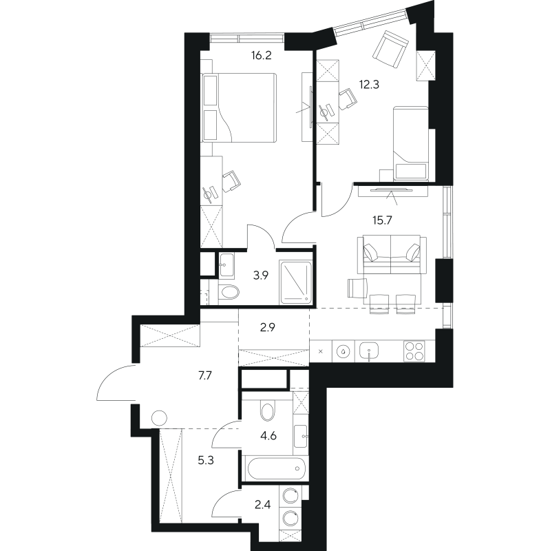 Продажа 2-комн квартиры в новостройке Москва г., Ярцевская ул.,  к. 1