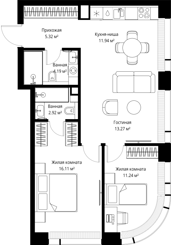 Продажа 2-комн квартиры в новостройке Москва г., Верейская ул.,  к. 5