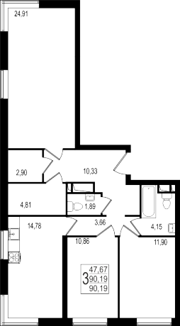 Планировка ЖК Trend, 47.67 м2
