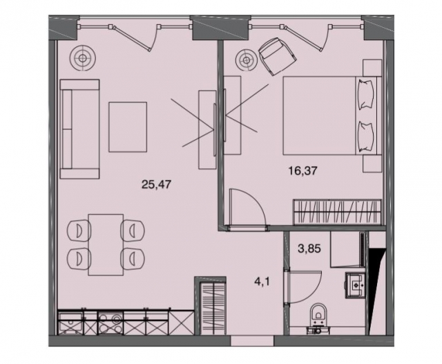 Планировка ЖК Docklands, 16.4 м2
