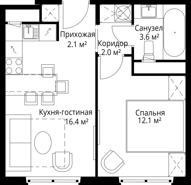 Продажа 1-комн квартиры в новостройке Сапроново д., Купелинка мкр.,  к. Левитан