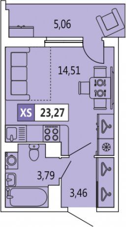 Планировка ЖК 4YOU, 14.51 м2