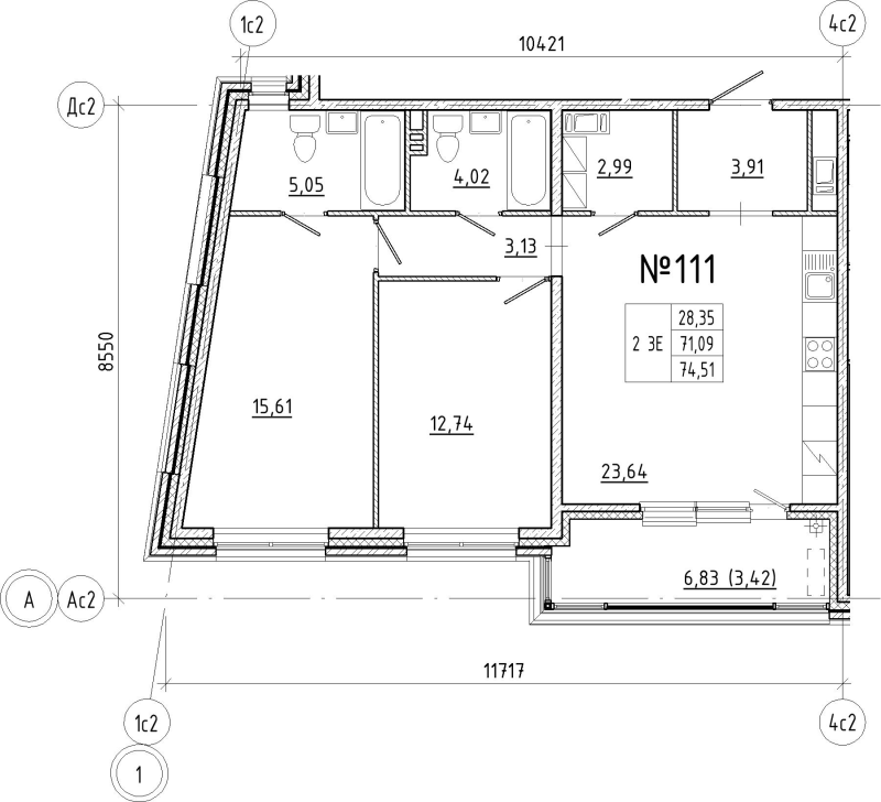 Продажа 2-комн квартиры в новостройке Санкт-Петербург г., Новгородская ул.,  к. 1