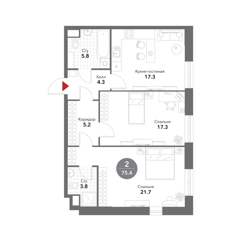 Продажа 2-комн квартиры в новостройке Москва г., Летниковская ул.,  к. 1