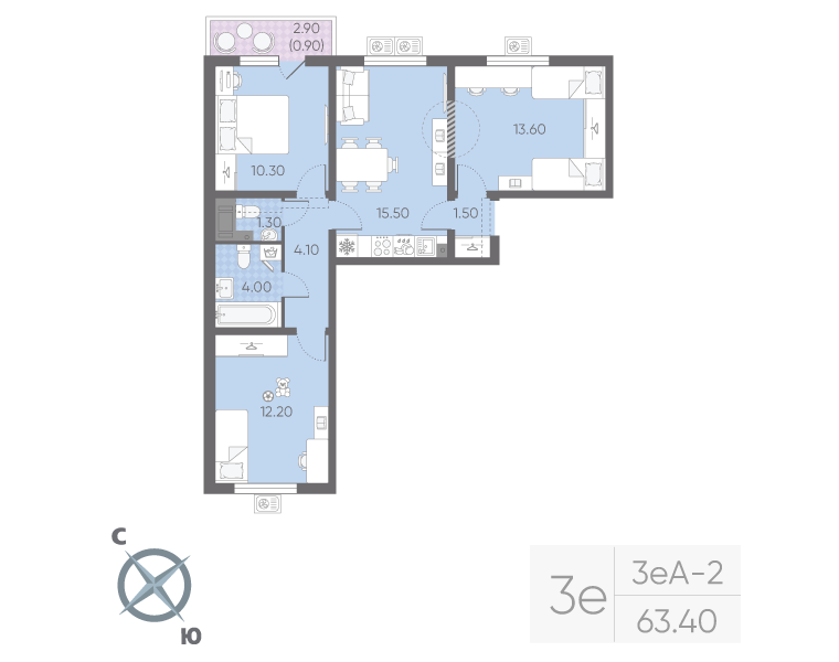 Продажа 3-комн квартиры в новостройке Санкт-Петербург г., Пискаревский пр-кт,  к. 19