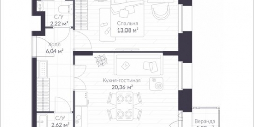 2-комн квартира Санкт-Петербургское шоссе,  д. 42б