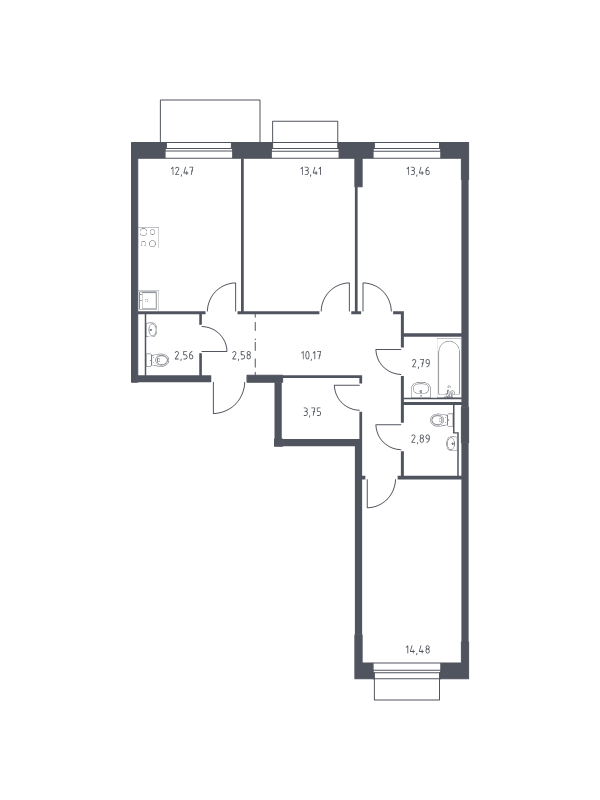 Продажа 3-комн квартиры в новостройке Кокошкино д.п., Проектируемый проезд № 7008,  к. 30