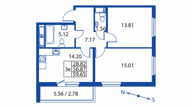 Планировка ЖК Полис на Неве, 28.82 м2