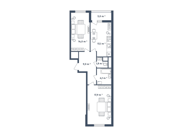 Планировка ЖК Сказочный лес, 32 м2