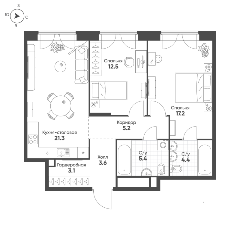 Продажа 2-комн квартиры в новостройке Москва г., Октябрьская ул.,  к. 1