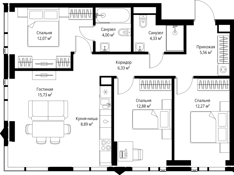 Продажа 3-комн квартиры в новостройке Москва г., 3-й Силикатный проезд,  к. Leo