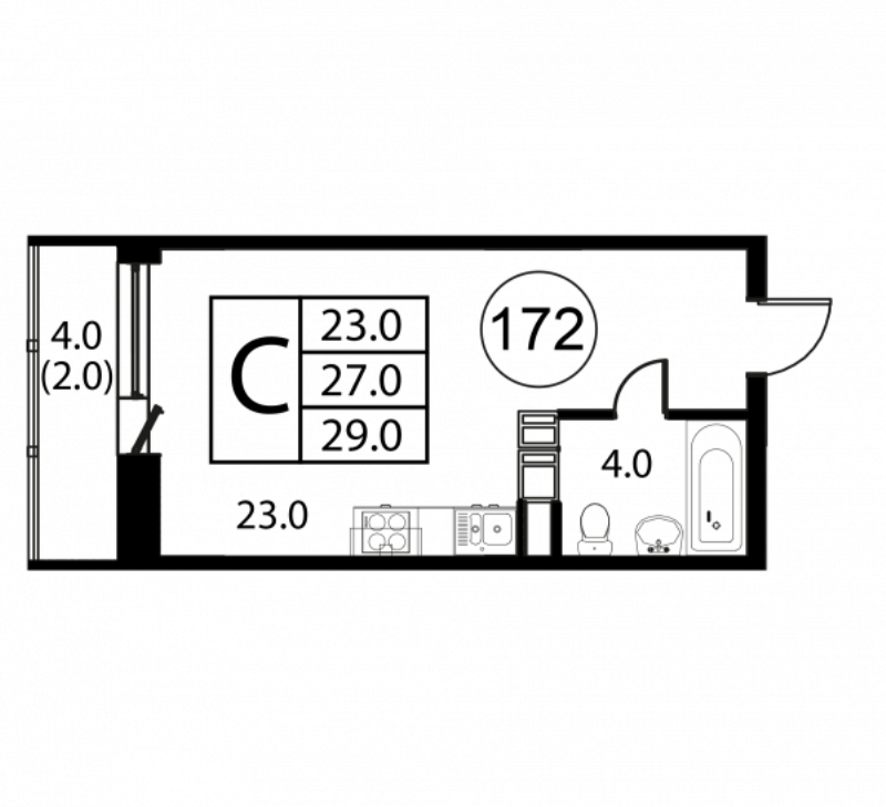 Продажа студии Домодедово с., Жуковского ул.,  к. 7