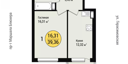 1-комн квартира Санкт-Петербург г., Герасимовская ул.,  к. 1