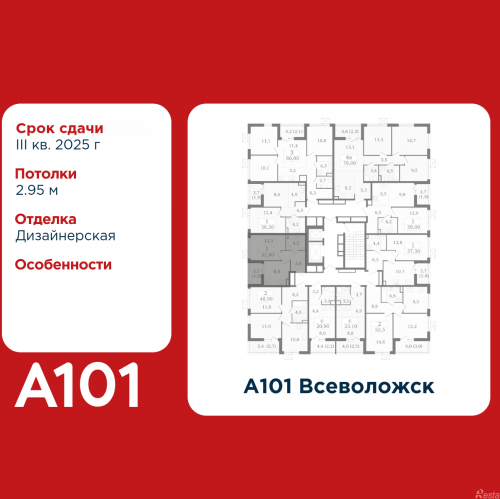 1-комн квартира Всеволожск, микрорайон Южный, 3.1