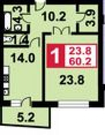 Планировка ЖК Первый, 23.8 м2