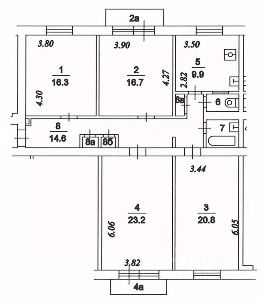 Продажа 4-комн квартиры на вторичном рынке улица Гастелло, 39