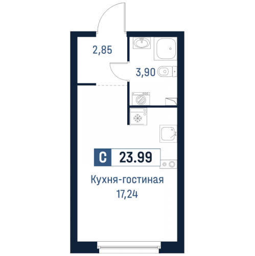 Студия Мурино п., Романовская ул.,  к. 2