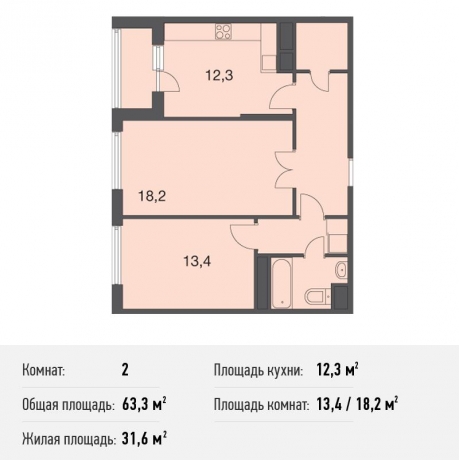 Планировка ЖК Дом на Нагатинской, 31.60 м2